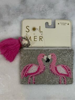 NEW RELEASE - RARE - SOL AND MER Pink Flamingo Beaded Pouch Viral TikTok NWT